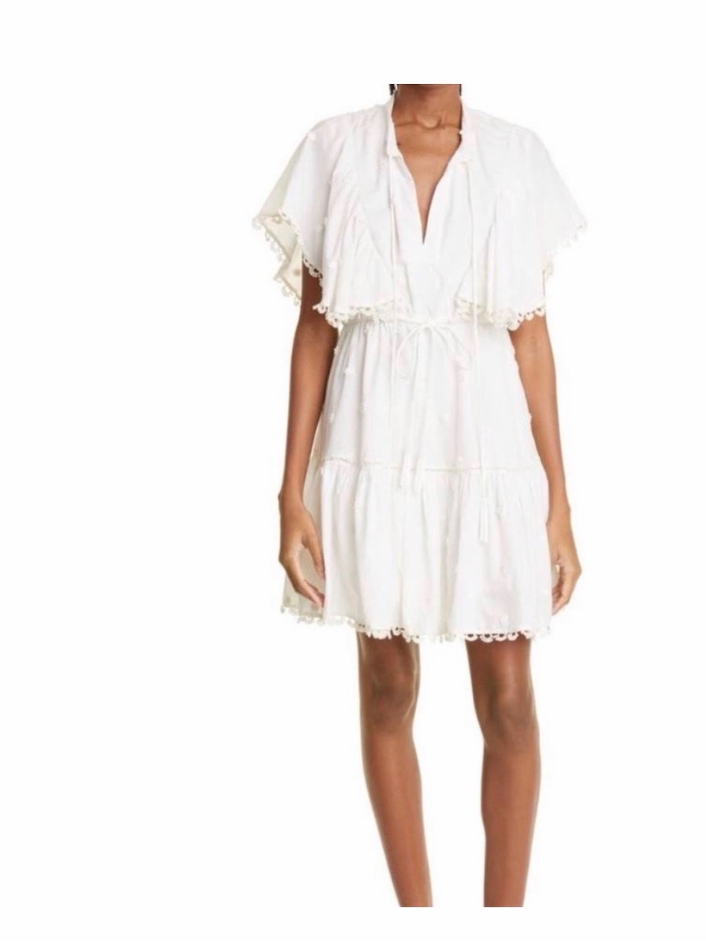 FARM RIO 3D Flower A-Line white minidress